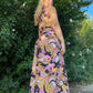 60s Psychedelic Graphic Floral Maxi Dress (S)