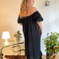 70s Black Puff Sleeve Gauze Dress (S-XXL)