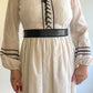70s White Eyelet Lace Puff Sleeve Prairie Dress (S)