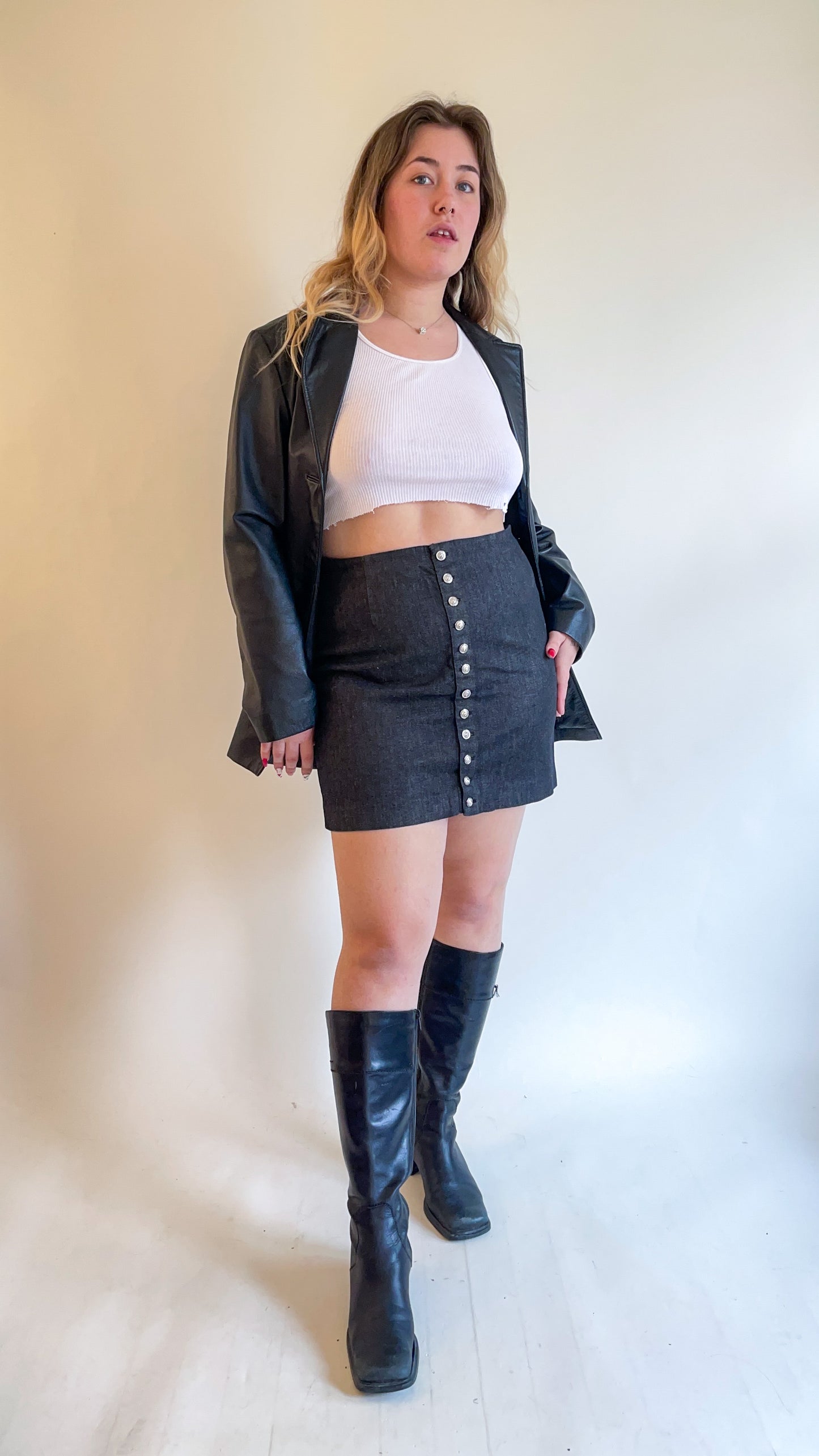 90s Deadstock Versace Versus Button Up Mini Skirt