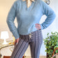 70s Baby Blue Terrycloth Sweater (XL)