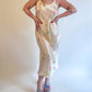 M 90s Champagne Floral Silky Slip Dress