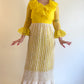 60s Sunshine Yellow Formal Dress w/ Crochet Skirt