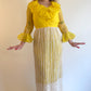 60s Sunshine Yellow Formal Dress w/ Crochet Skirt