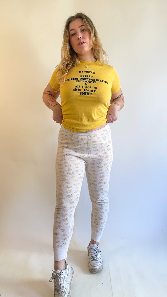 60s Butterfly Print Thermal Long Johns (L)