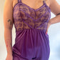 L 80s Purple Lace Lingerie Jumpsuit