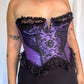 80s Frederick's of Hollywood Purple & Black Lace Bustier Top (S/M)