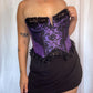 80s Frederick's of Hollywood Purple & Black Lace Bustier Top (S/M)