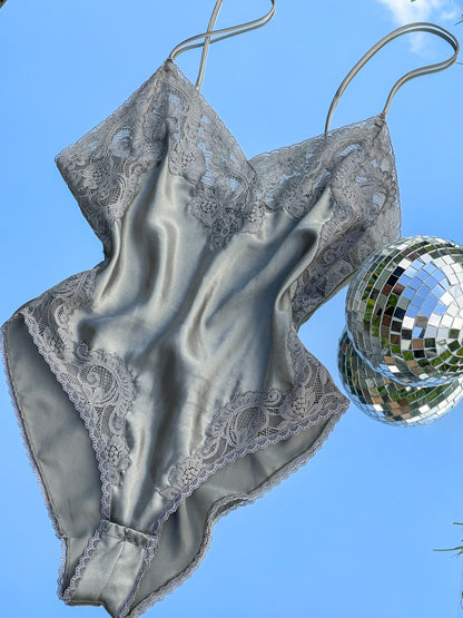 70s Dior Silver Teddy Bodysuit (S)