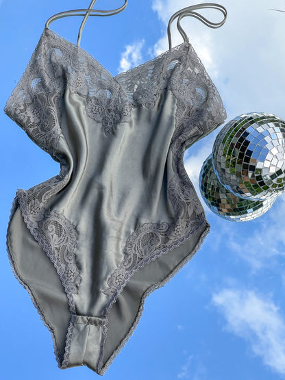 70s Dior Silver Teddy Bodysuit (S)