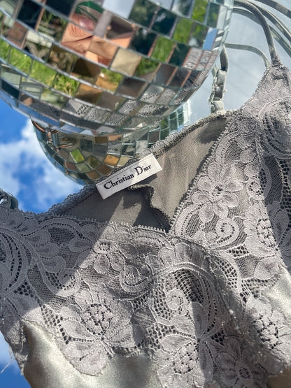 70s Dior Silver Teddy Bodysuit (S)