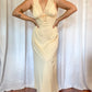 70s Peach Slip Dress w/ Crochet Lace Trim (M)