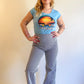 70s Blue & White Pinstripe Flare Pants (M)