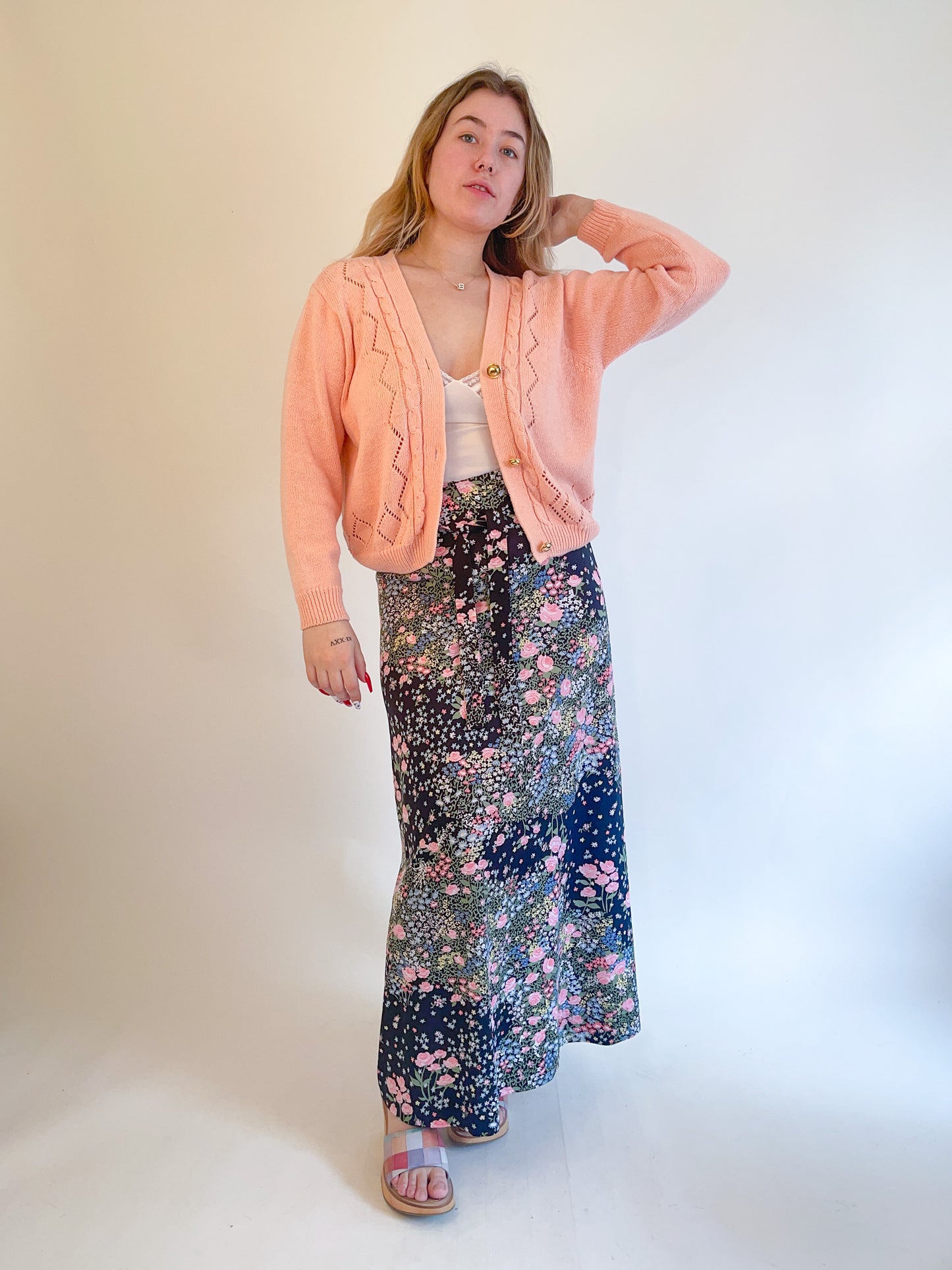 M 70s Floral Maxi Skirt