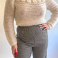 70s White Crochet Daisy Sweater (M)