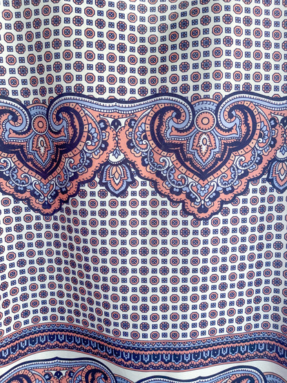 70s Ornate Printed Polo Top (XXL)