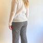70s White Crochet Daisy Sweater (M)