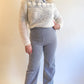70s White Crochet Daisy Sweater (M)