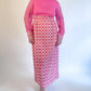 Size 16 60s Pink Long Sleeve Maxi Dress w/ Crochet Lace Skirt
