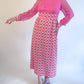 Size 16 60s Pink Long Sleeve Maxi Dress w/ Crochet Lace Skirt