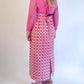 Size 16 60s Pink Long Sleeve Maxi Dress w/ Crochet Lace Skirt