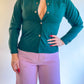 70s Forest Green Owl Graphic Snap Shirt (XS)