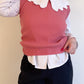 M 70s Dusty Pink Ribbed Knit Sweater Vest