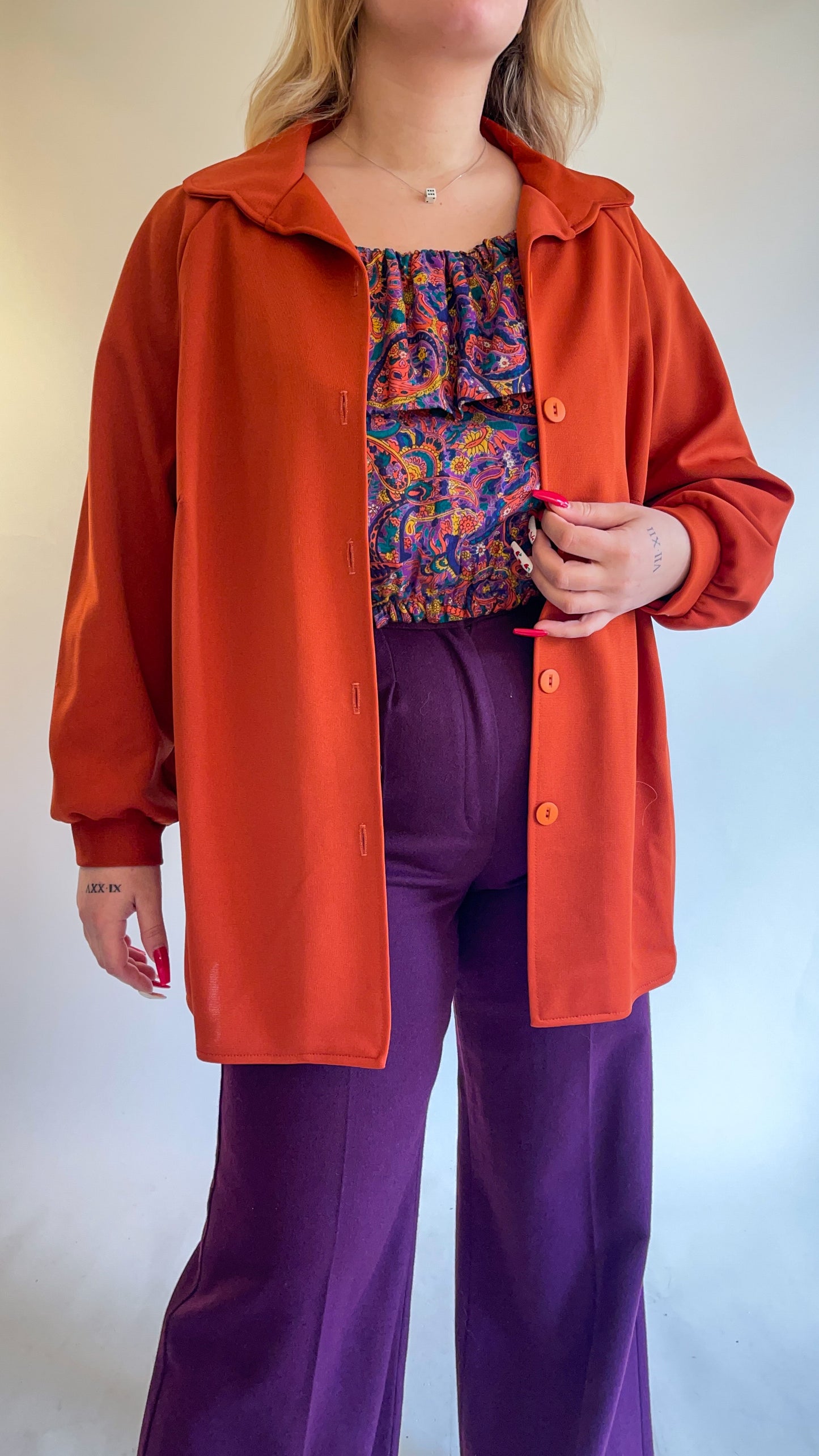70s Burnt Orange Overshirt Jacket (XXL)