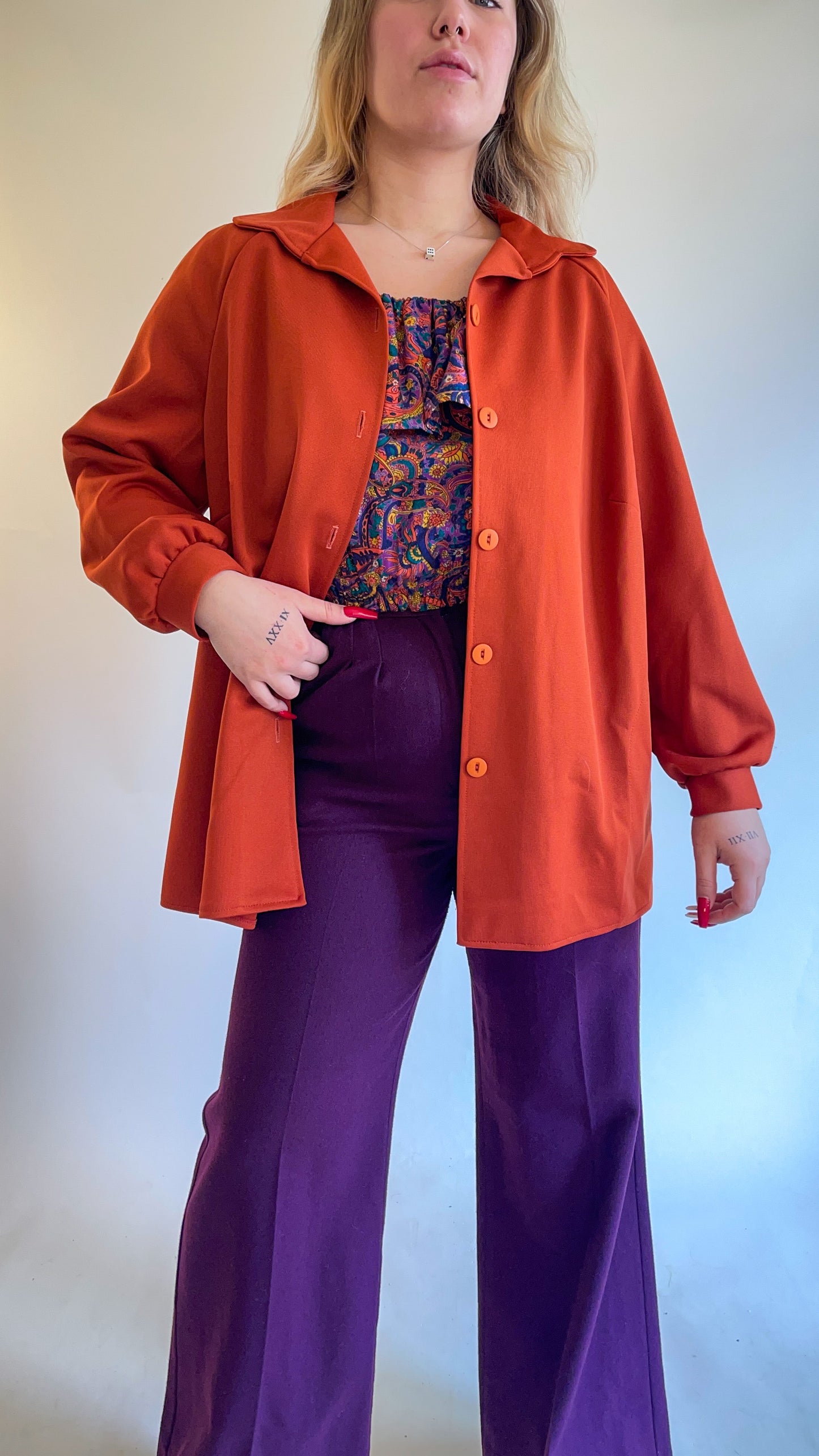 70s Burnt Orange Overshirt Jacket (XXL)