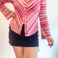 90s/00s Pink Striped Flare Sleeve Button Up (M)