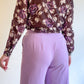 70s Brown & Purple Floral Blouse (M)