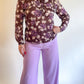 70s Brown & Purple Floral Blouse (M)