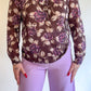 70s Brown & Purple Floral Blouse (M)