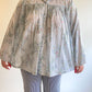70s Gauzy Blue Floral Blouse (XXL)