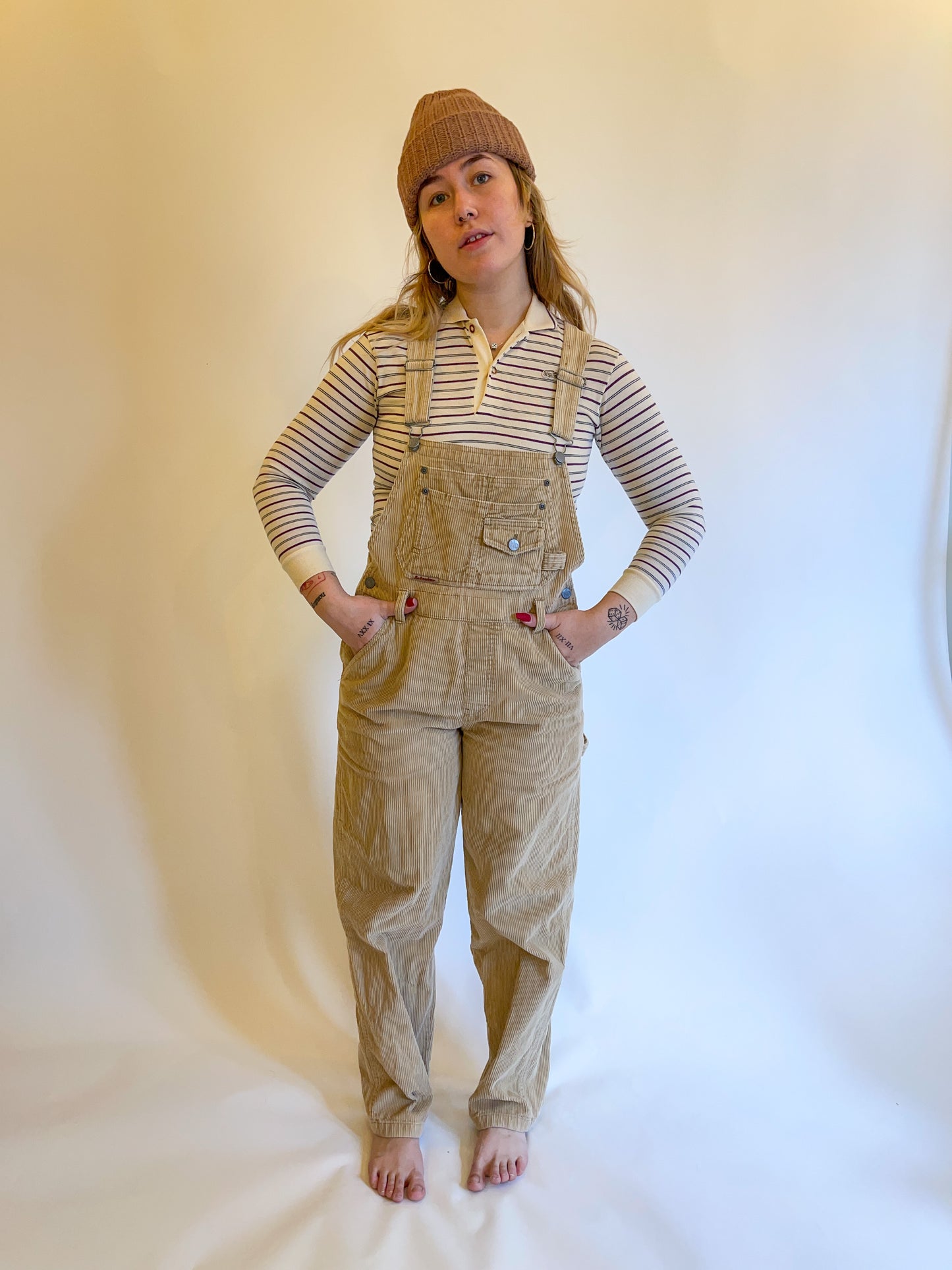 S/M 90s Tan Corduroy Overalls