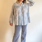 70s Gauzy Blue Floral Blouse (XXL)