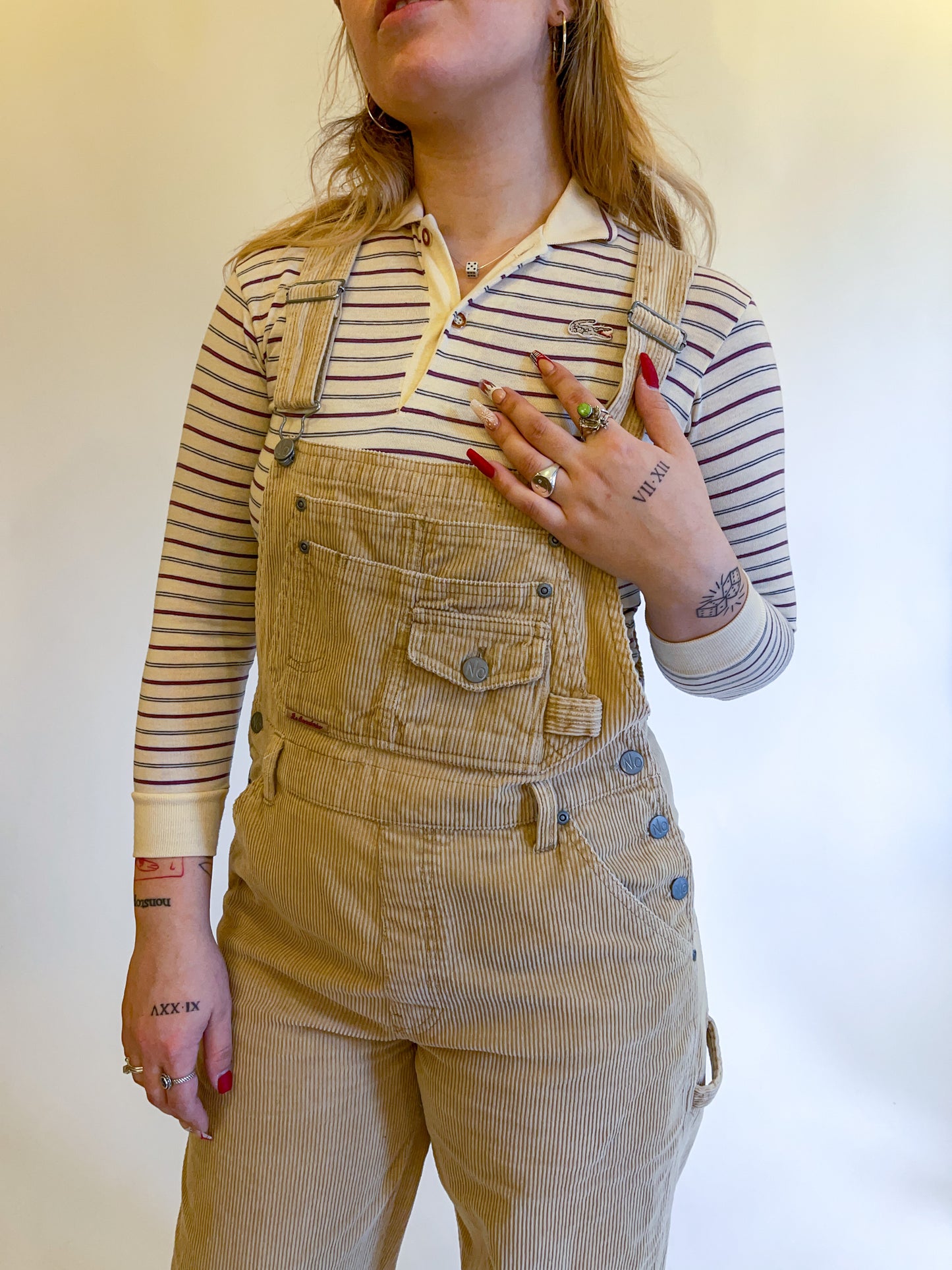 S/M 90s Tan Corduroy Overalls