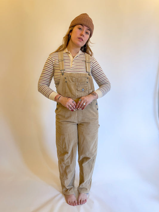 S/M 90s Tan Corduroy Overalls