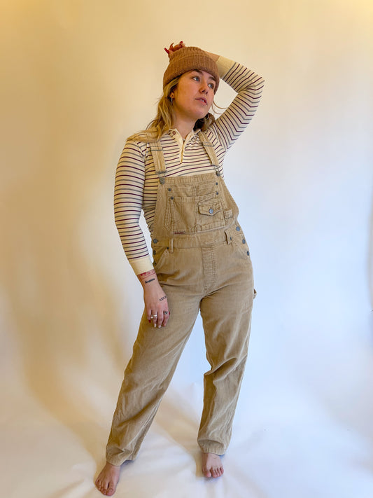 S/M 90s Tan Corduroy Overalls