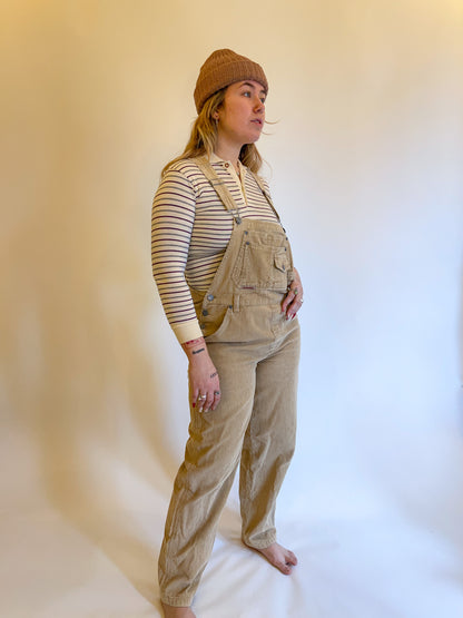S/M 90s Tan Corduroy Overalls