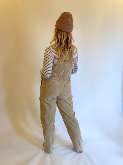 S/M 90s Tan Corduroy Overalls