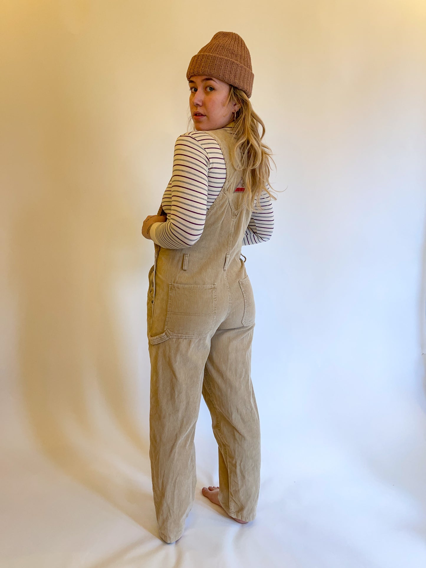 S/M 90s Tan Corduroy Overalls