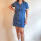 90s Denim Zip Up Mini Dress (M)