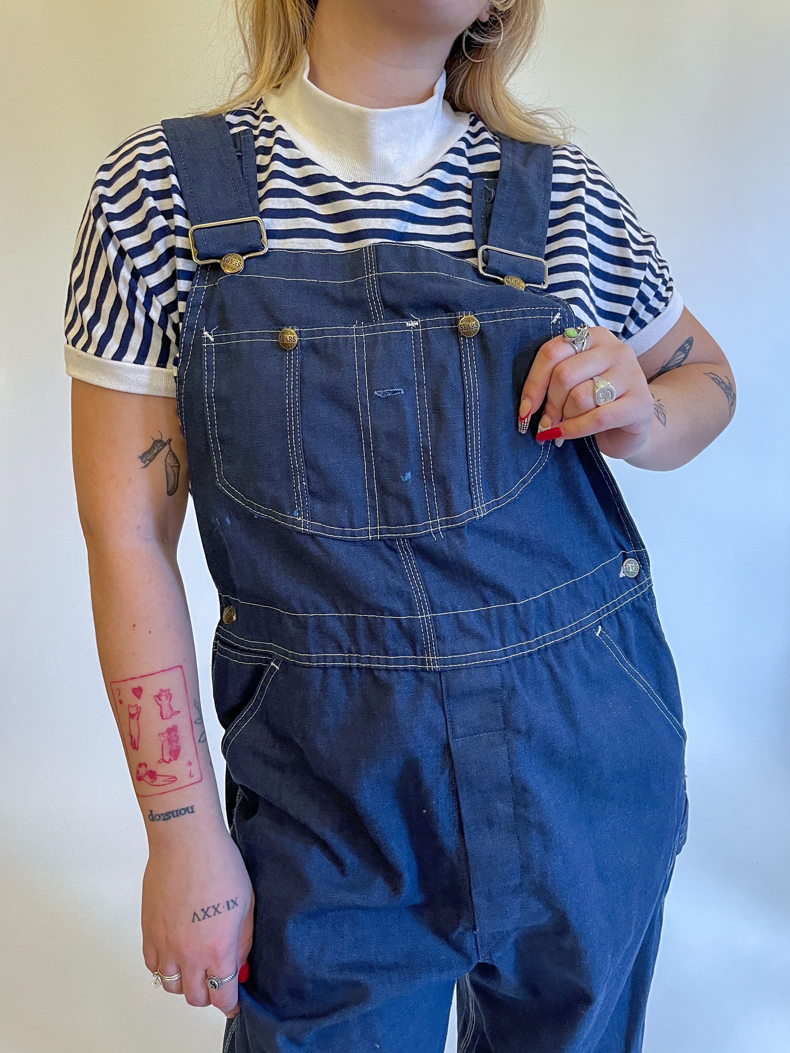 L 60s Dark Wash Sears Overalls