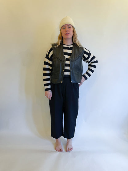 M 80s Cropped Black & White Knit Sweater