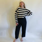 M 80s Cropped Black & White Knit Sweater