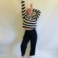 M 80s Cropped Black & White Knit Sweater