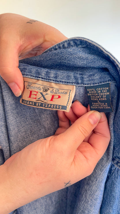 90s Denim Zip Up Mini Dress (M)