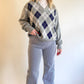 70s Gray & Navy Argyle Sweater (M/L)