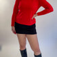 60s Cherry Red Turtleneck Long Sleeve (XL)
